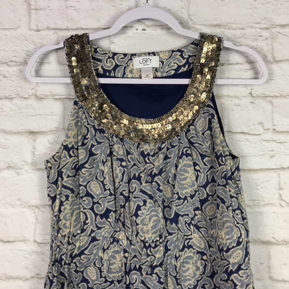 Loft Ann Taylor Baroque Sleeveless Beaded Dress 4P - Picture 3 of 7